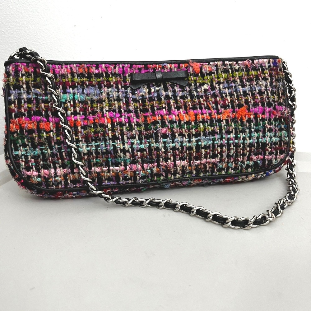 Talbots Classic Baguette Shoulder Bag Purse Teed Chain Strap Y2K Colorful Career